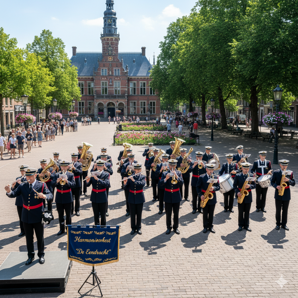 Orkest dat optreedt op een podium